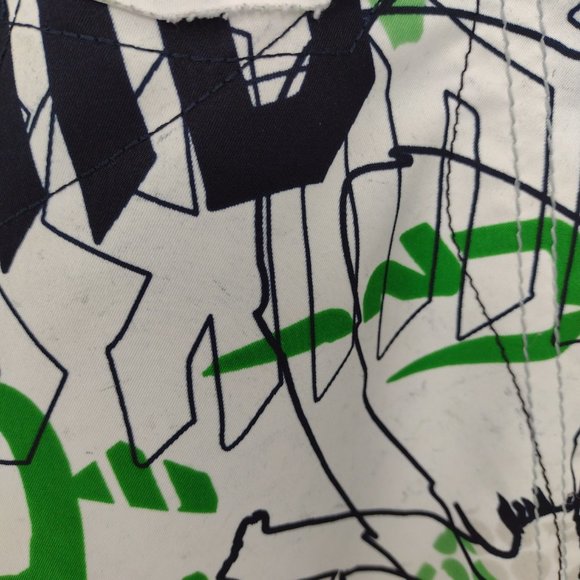 Quiksilver Cargo Side Pocket Logo Print Green Black & White Surf Board Shorts - Picture 8 of 10